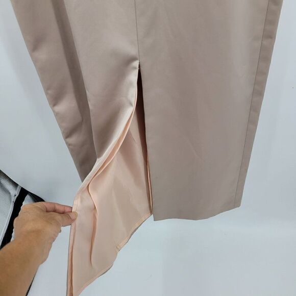 Vtg Laundry by Shelli Segal Dress Gown Sleeveless Peekaboo Bow Back Champagne 4 - Picture 5 of 11